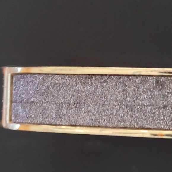 Gunmetal Silver Sparkle Gold Trim Square Clamper Bangle Bracelet Glam Costume - Picture 9 of 11